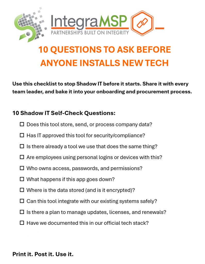 10 QUESTIONS TO ASK BEFORE ANYONE INSTALLS NEW TECH